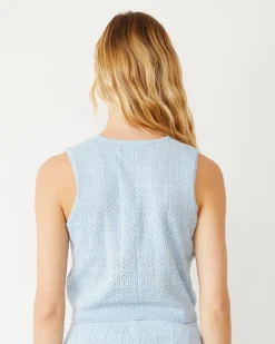 MONROW Crochet Knit Tank SOFTBLUE Best